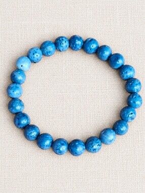 Blue Coral Beaded Stretch Bracelet | Handmade